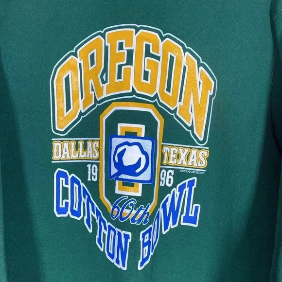 1990s University Of Oregon Cotton Bowl Crewneck Medium Unisex Sweatshirt Green - Picture 2 of 6